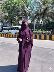 Premium Saudi Jilbab 1-Piece Full Length – Deep Purple