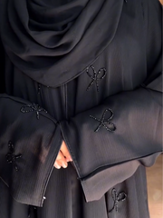 Premium Zoom Nida Handwork Bow Abaya