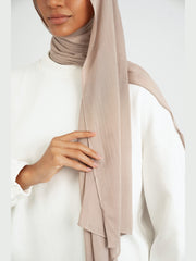 Matching Butter Modal Hijab Set - Sesame