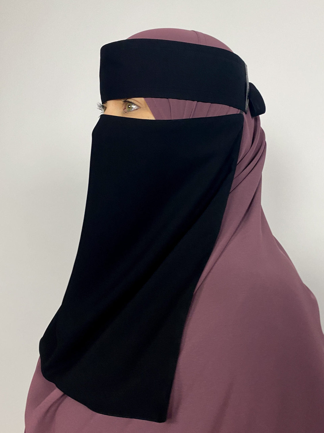 Long Saudi Niqab Black 14 inches with bukram