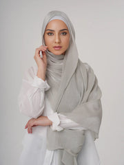 Aura Silky Organza Hijab - Pastel Grey