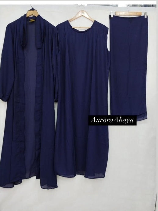 4 pcs Inner Gown abaya with Belt ( Blue ) 54 Size Medium  FREE SHIPPING NOW