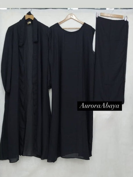 4 pcs Inner Gown abaya with Belt ( Black ) 54 Size Medium  FREE SHIPPING NOW