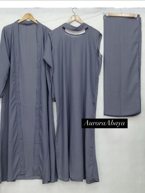 4 pcs Inner Gown abaya with Belt ( Grey ) 54 Size Medium  FREE SHIPPING NOW