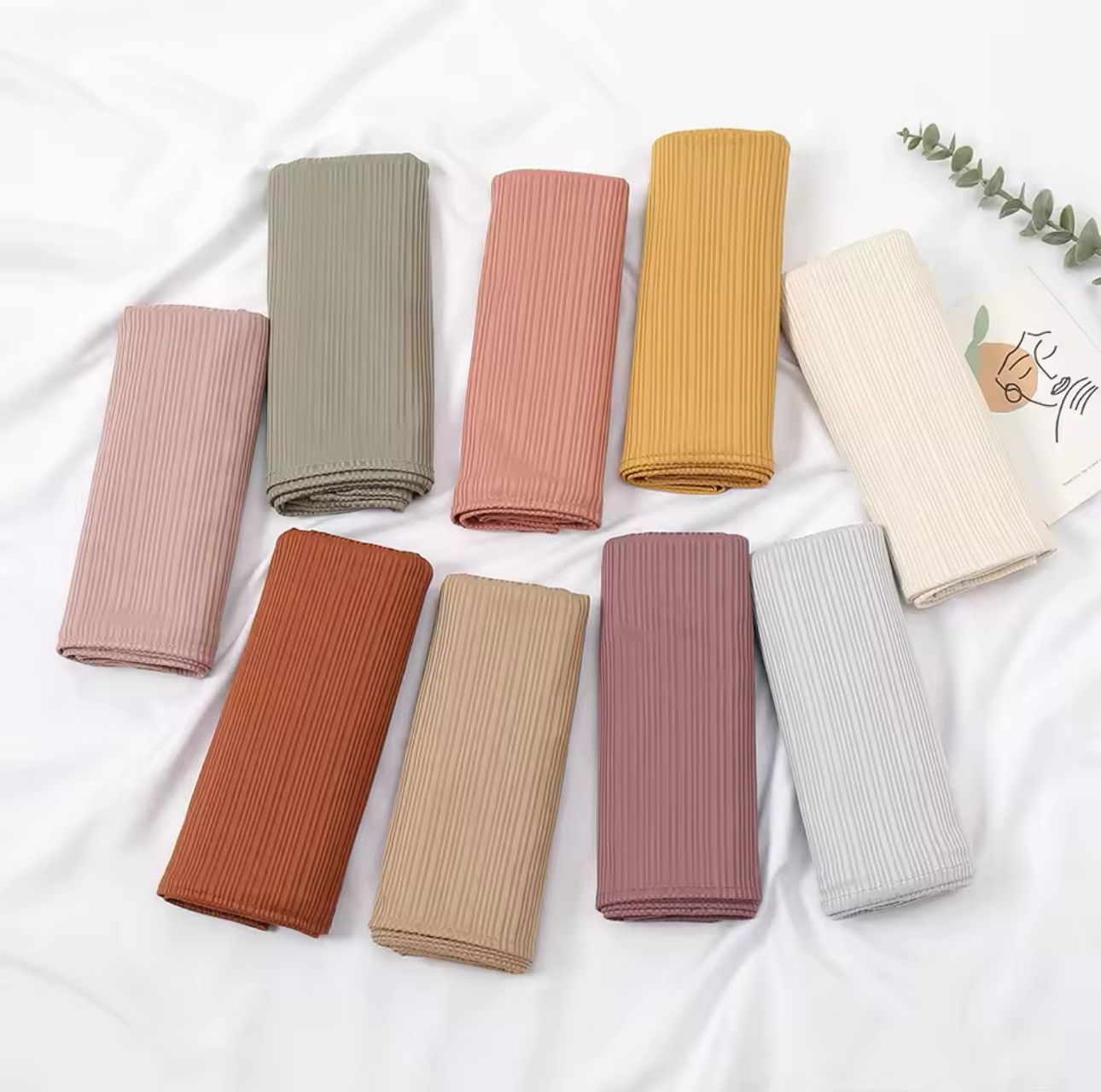 Ribbed jersey Hijabs Camel brown