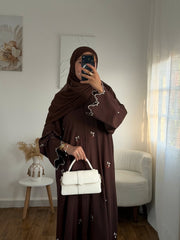 Brown Emerald premium Embroidered Abaya