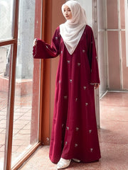 Trendy Bow Maxi maroon Abaya with white Scarf