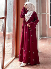 Trendy Bow Maxi maroon Abaya with white Scarf